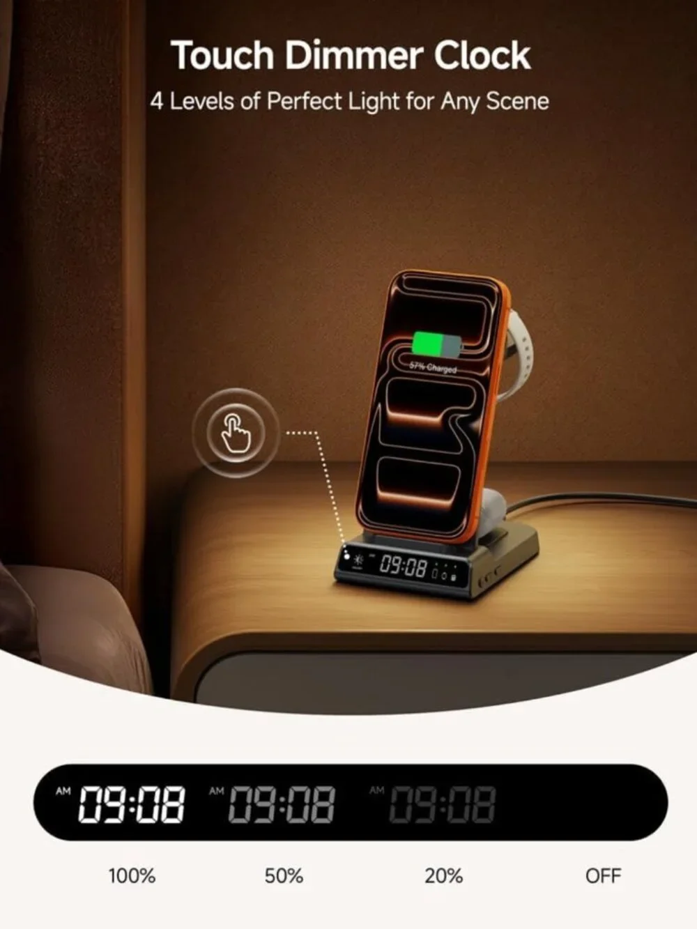 3-in-1 Wireless Charging Station for Smartwatch & iPhone, Fast Charge Hub